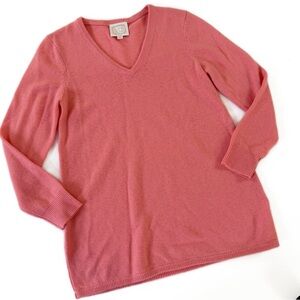 Sail To Sable Sweater Womens Medium 100% Wool V Neck Coral Pink